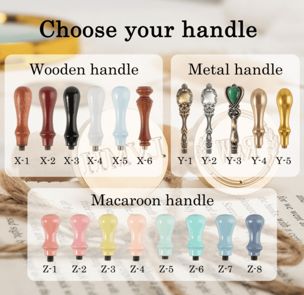 Various decorative handle options displayed.